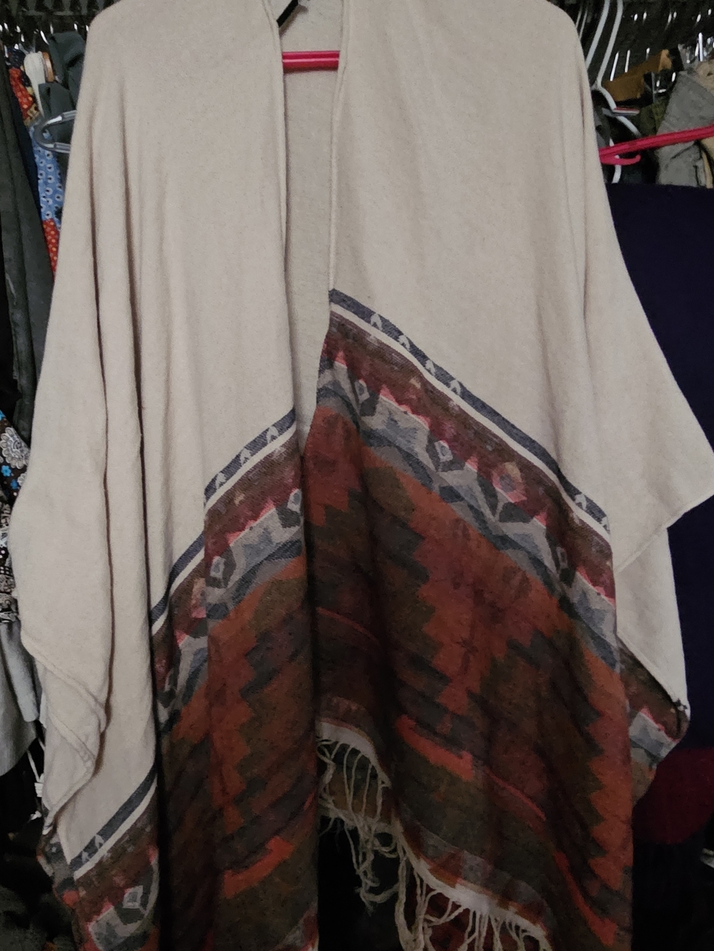 Beige & Rust Aztec Pattern Wrap Scarf